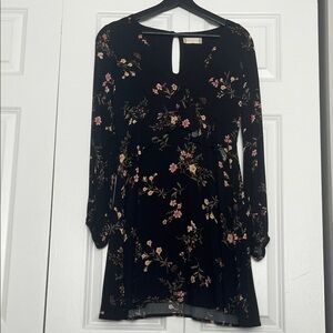 Altar'd State Black Dress with Floral Accents